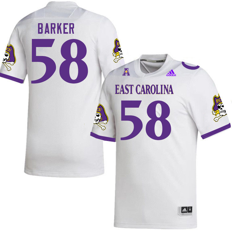 Men #58 Jackson Barker ECU Pirates 2023 College Football Jerseys Stitched-White